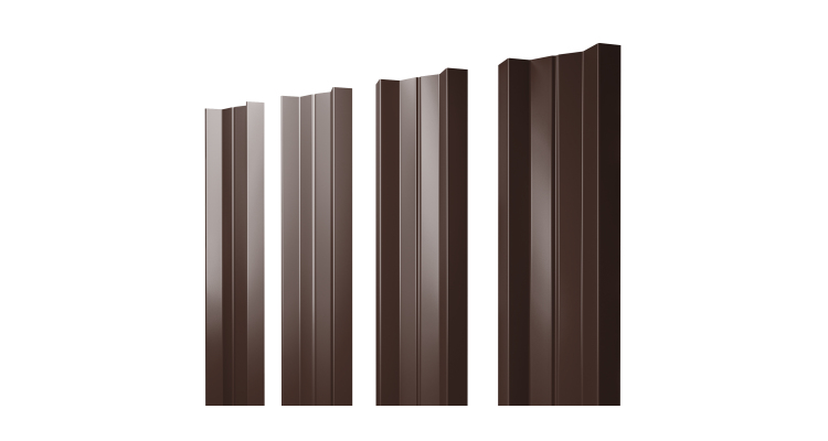Штакетник М-образный А с прямым резом 0.5 Rooftop Бархат RAL 8017 шоколад
