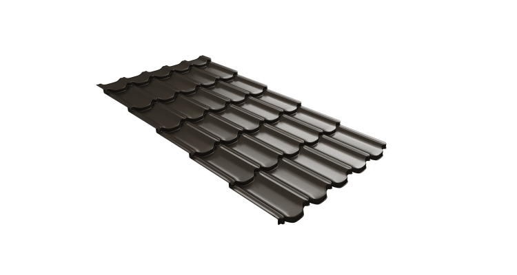 Металлочерепица  квинта плюс Grand Line c 3D резом 0,45 Drap TX RR 32 темно-коричневый