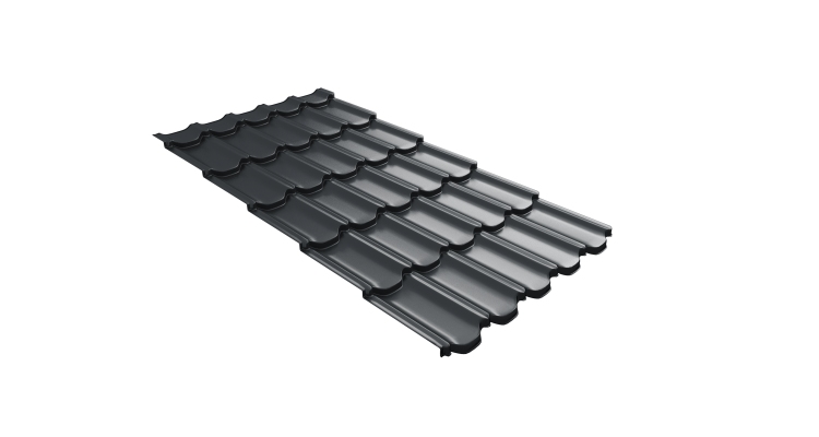 Металлочерепица  квинта плюс Grand Line c 3D резом 0,45 PE RAL 7016 антрацитово-серый