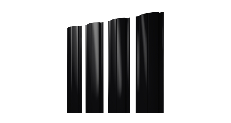 Штакетник Полукруглый Slim с прямым резом 0.45 Drap TX RAL 9005 черный