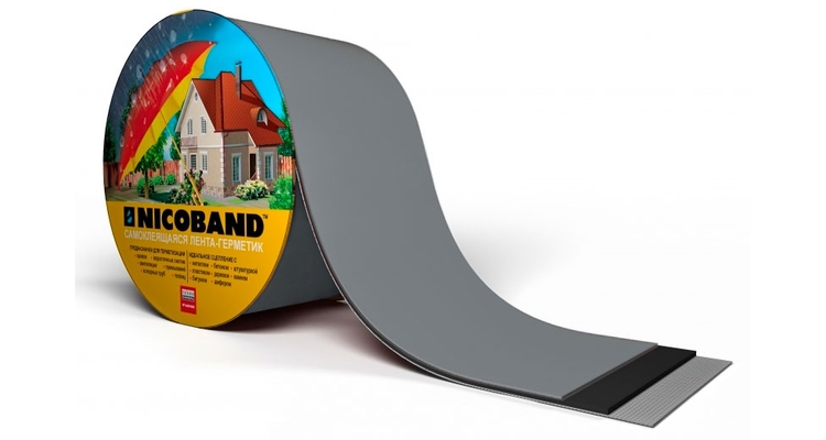 Лента герметизирующая Технониколь Nicoband самоклеящаяся 10мх7.5см, темно-серая